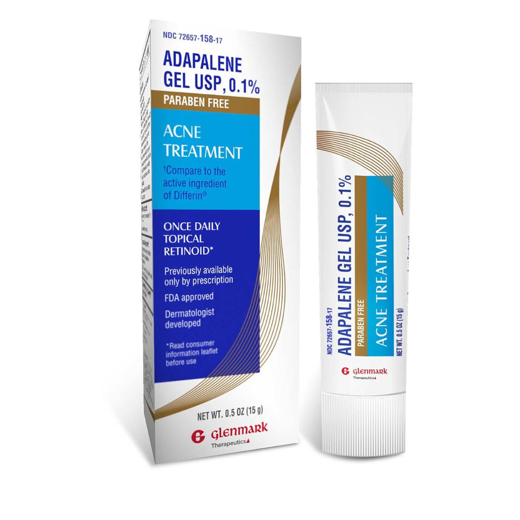 Glenmark Therapeutics Adapalene Gel 0.1% Acne Treatment, Paraben Free Topical Retinoid Cream for Face - FENGGESTORE20
