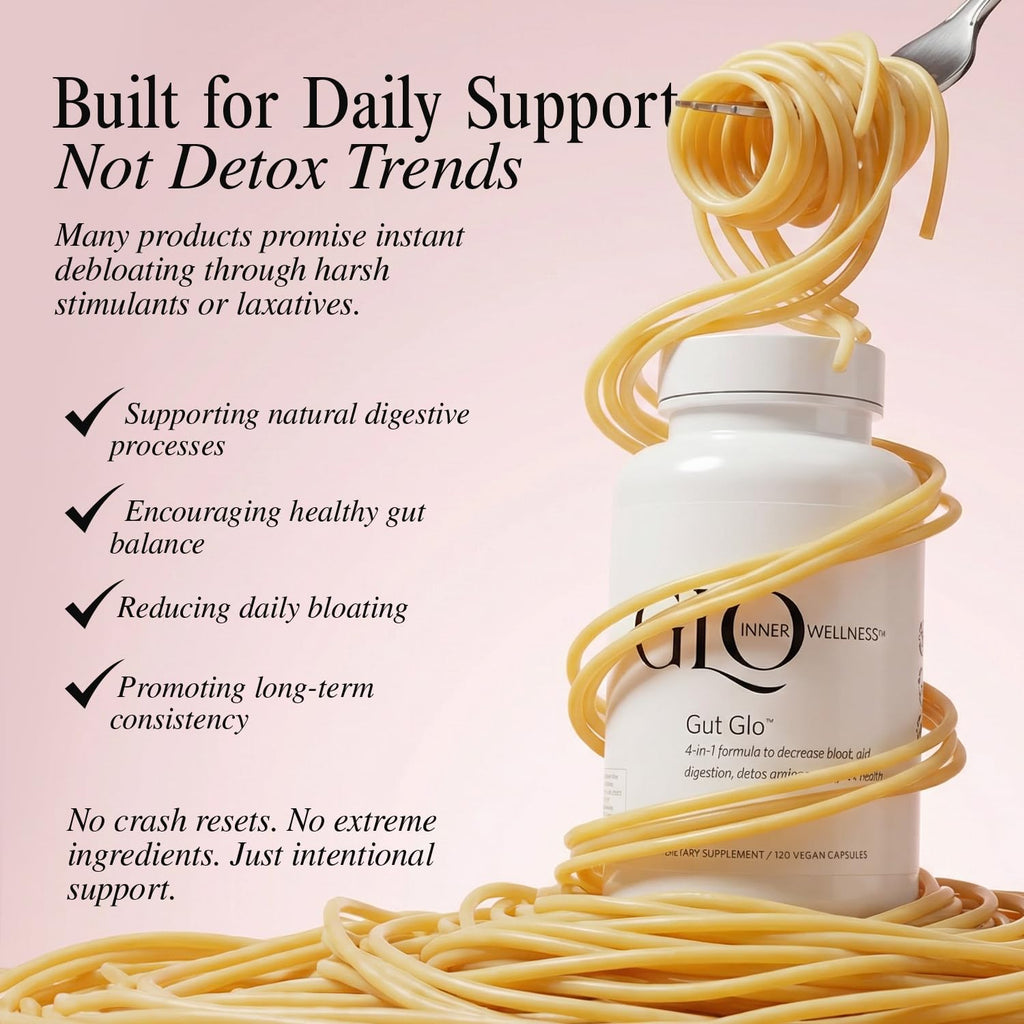 GLO Inner Wellness Gut Glo Natural Bloating Relief, Gut Health, Digestion & Constipation Aid 4-in-1 Probiotic, Digestive Enzyme, Magnesium - FENGGESTORE20