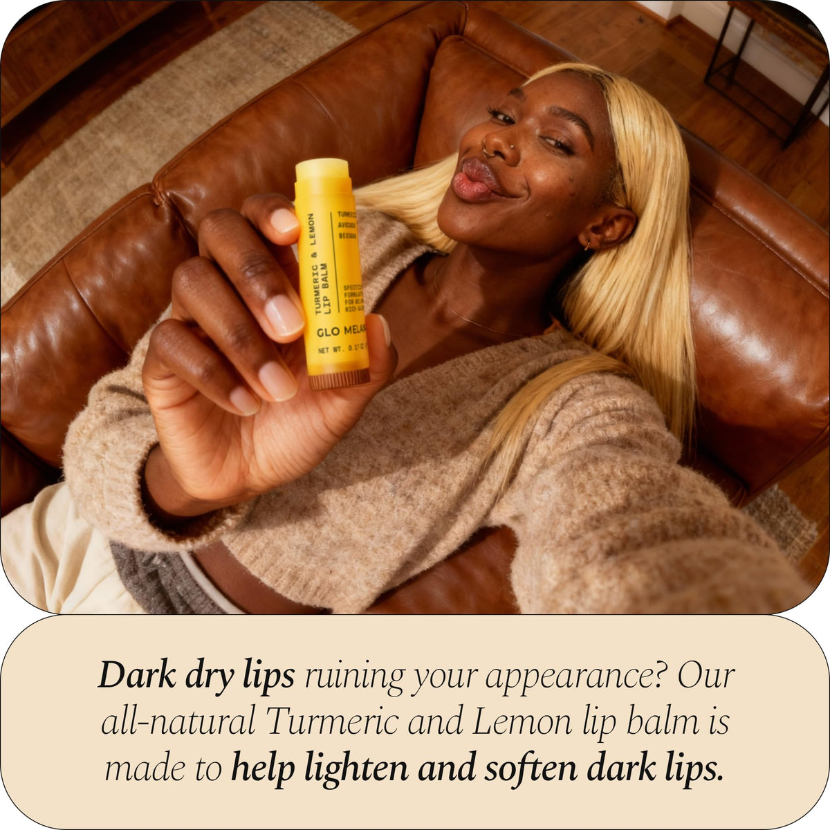Glo Melanin All Natural Lemon and Turmeric Lip Balm - Natural Lip Balm Illuminate Your Smile - FENGGESTORE20