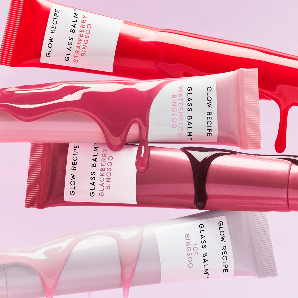 Glow Recipe Glass Balm Lip Treatment - 12Hr Hydrating Lip Balm & Moisturizer with Hyaluronic Acid to Smooth, Plump & Protect from Dryness, High Shine Finish - Clear Tint, Ice Bingsoo (15 ml) - FENGGESTORE20
