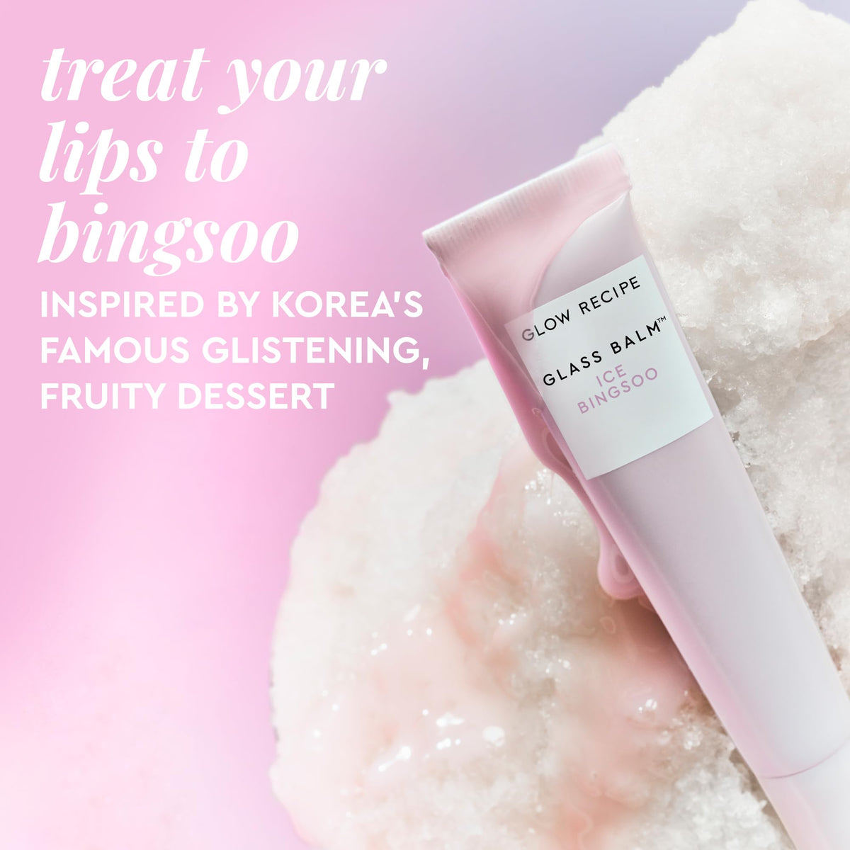 Glow Recipe Glass Balm Lip Treatment - 12Hr Hydrating Lip Balm & Moisturizer with Hyaluronic Acid to Smooth, Plump & Protect from Dryness, High Shine Finish - Clear Tint, Ice Bingsoo (15 ml) - FENGGESTORE20