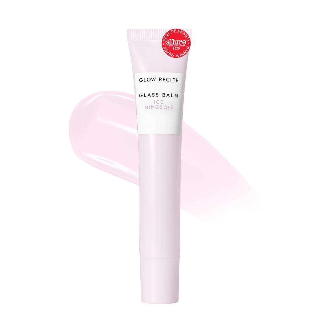 Glow Recipe Glass Balm Lip Treatment - 12Hr Hydrating Lip Balm & Moisturizer with Hyaluronic Acid to Smooth, Plump & Protect from Dryness, High Shine Finish - Clear Tint, Ice Bingsoo (15 ml) - FENGGESTORE20