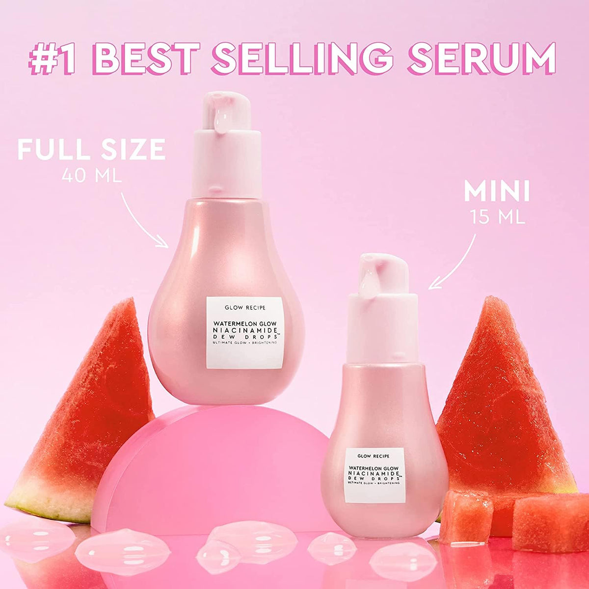 Glow Recipe Watermelon Niacinamide Dew Drops, Korean Niacinamide Serum Drops, Hydrating Face Serum + Primer & Liquid Highlighter, - FENGGESTORE20