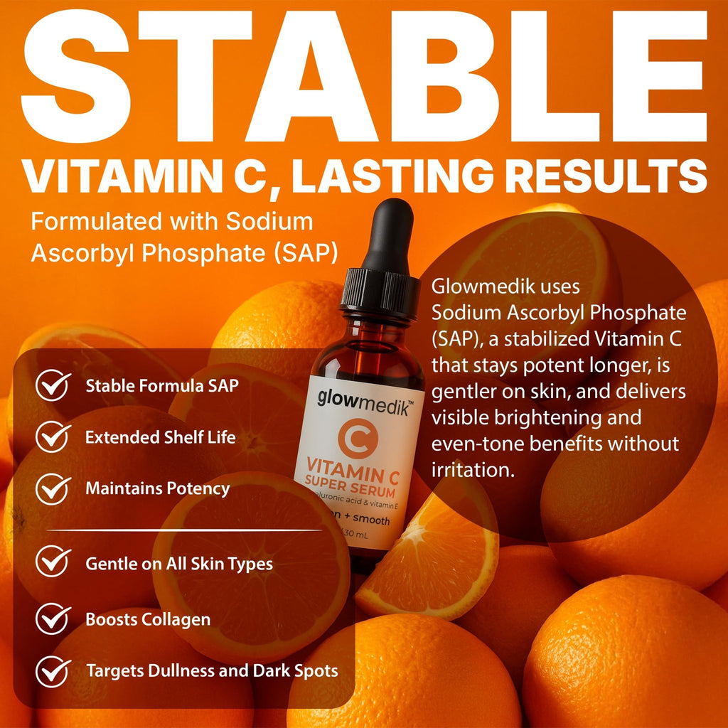 GlowMedik Vitamin C Serum for Face - Illuminating Brightening Serum for Dark Spots - Dark Spot Corrector with Hyaluronic Acid & Vitamin E - Fine Lines & Wrinkles, Sensitive Skin, Made in USA 1 fl oz - FENGGESTORE20