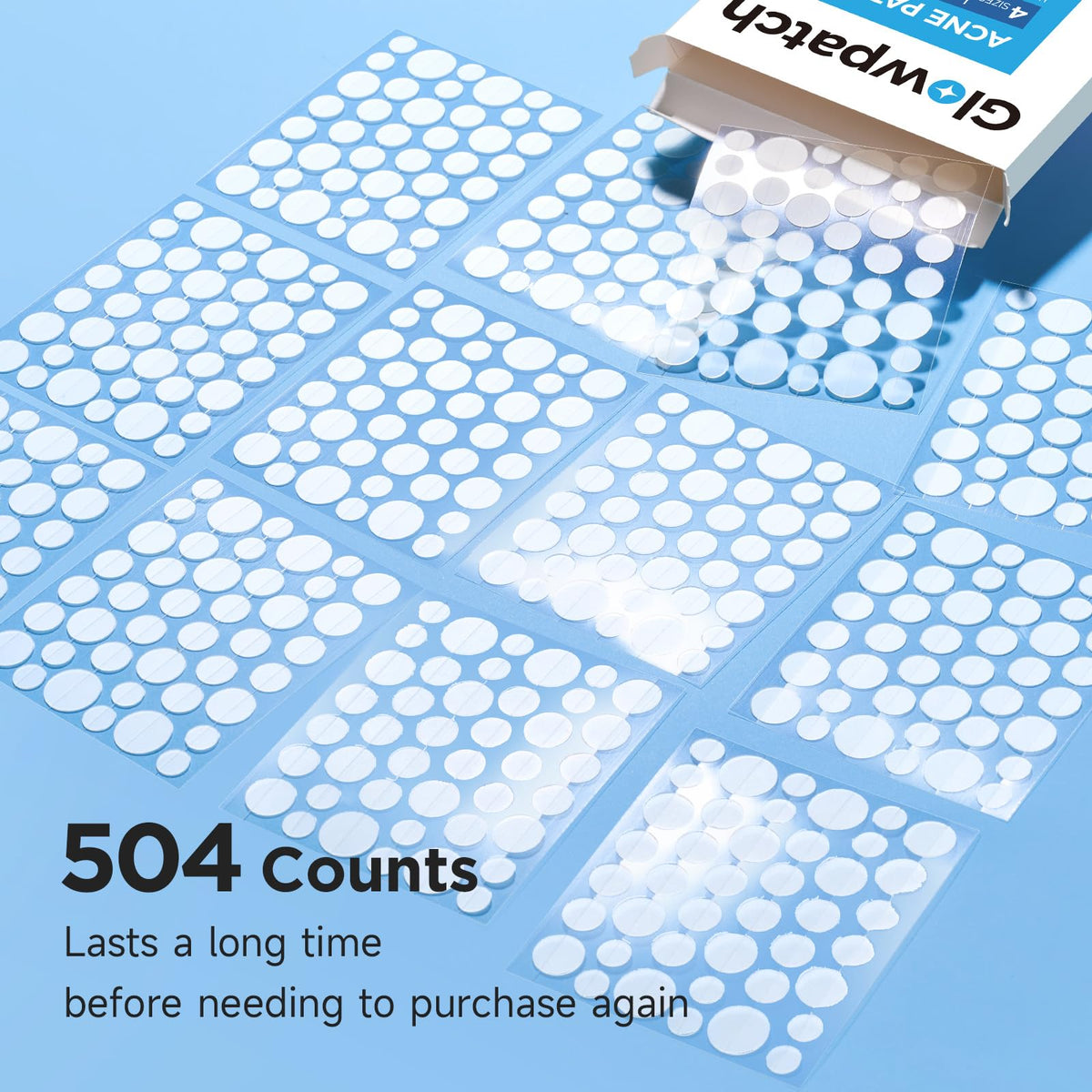 Glowpatch Pimple Patches for Face (504 Count), FSA Eligible Acne Patch Bulk, Zit Stickers 4 Sizes, Hydrocolloid Spot Stickers - FENGGESTORE20