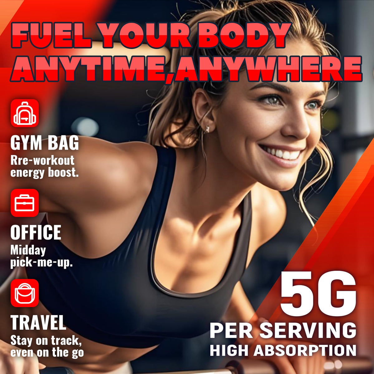 GlucoBio Creatine Monohydrate Gummies (5g) – Pre-Workout Energy & Muscle Growth Support for Men & Women - FENGGESTORE20