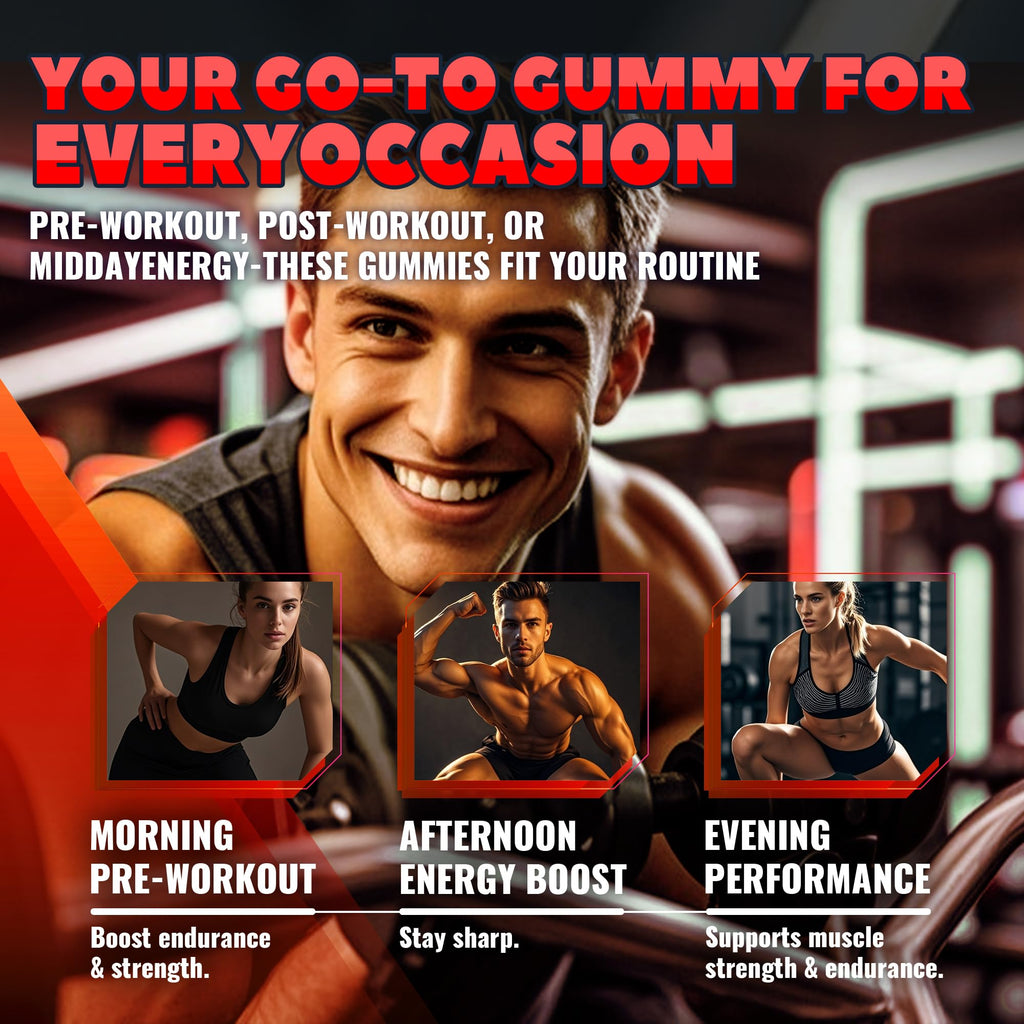 GlucoBio Creatine Monohydrate Gummies (5g) – Pre-Workout Energy & Muscle Growth Support for Men & Women - FENGGESTORE20
