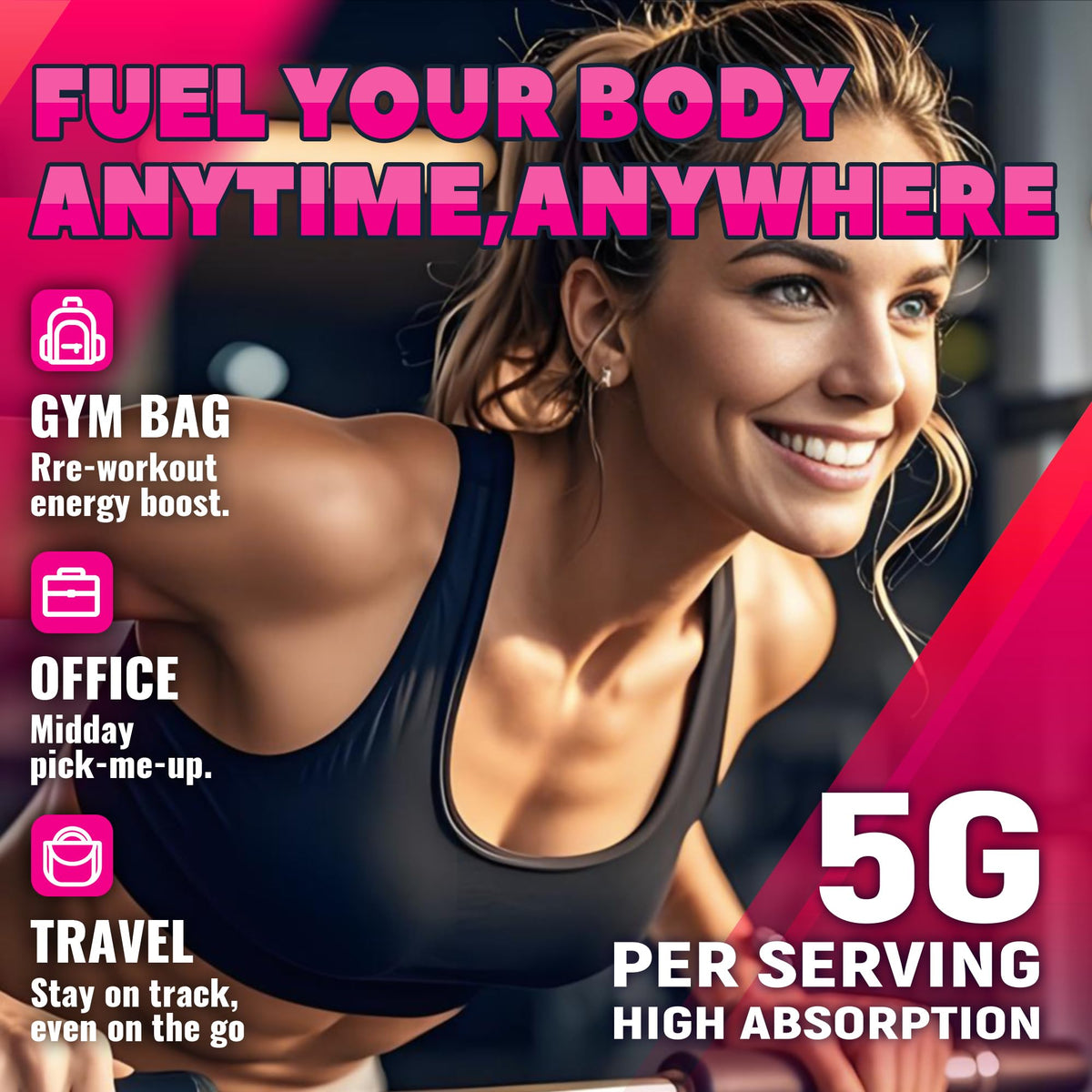 GlucoBio Creatine Monohydrate Gummies (5g) – Pre-Workout Energy & Muscle Growth Support for Men & Women - FENGGESTORE20