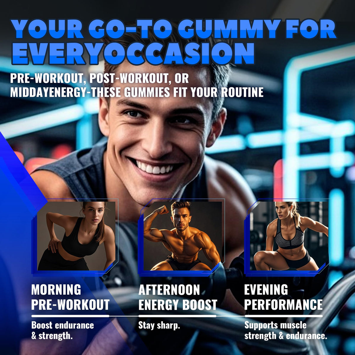 GlucoBio Creatine Monohydrate Gummies (5g) – Pre-Workout Energy & Muscle Growth Support for Men & Women - FENGGESTORE20