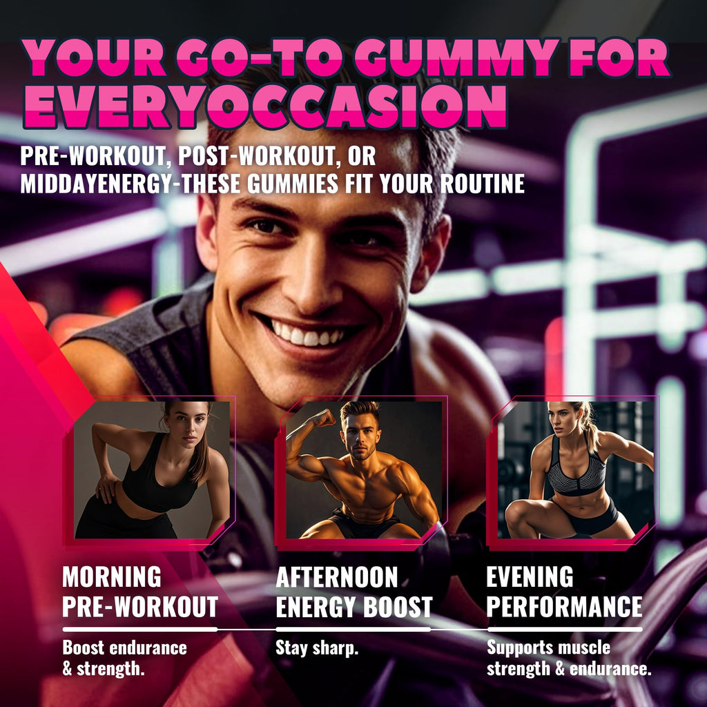 GlucoBio Creatine Monohydrate Gummies (5g) – Pre-Workout Energy & Muscle Growth Support for Men & Women - FENGGESTORE20