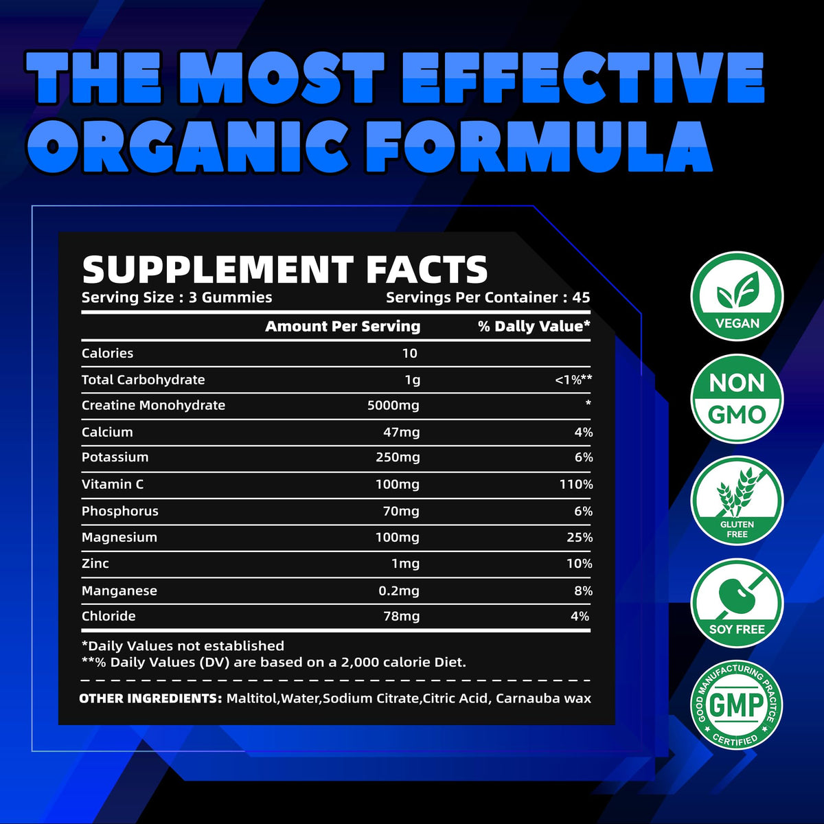 GlucoBio Creatine Monohydrate Gummies (5g) – Pre-Workout Energy & Muscle Growth Support for Men & Women - FENGGESTORE20
