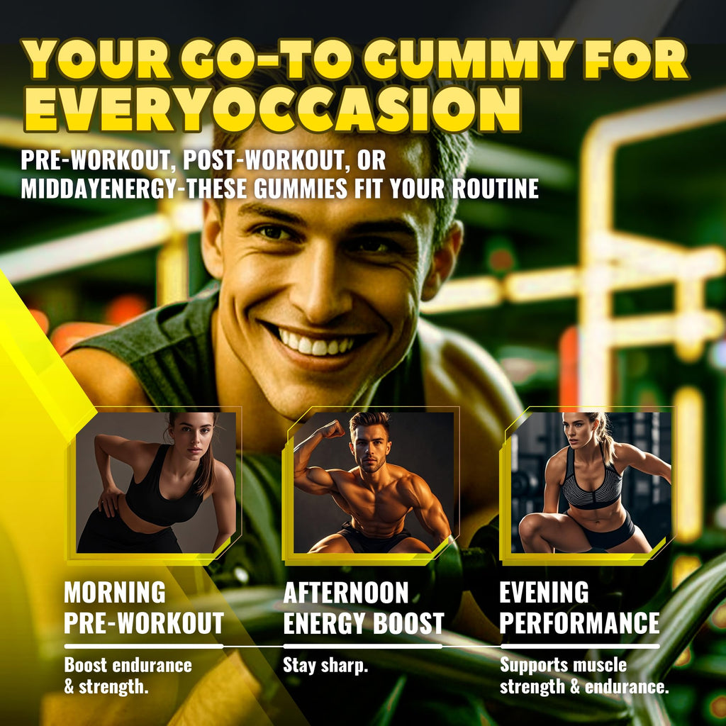 GlucoBio Creatine Monohydrate Gummies (5g) – Pre-Workout Energy & Muscle Growth Support for Men & Women | Pineapple Electrolyte Gummies (135 Count) - FENGGESTORE20