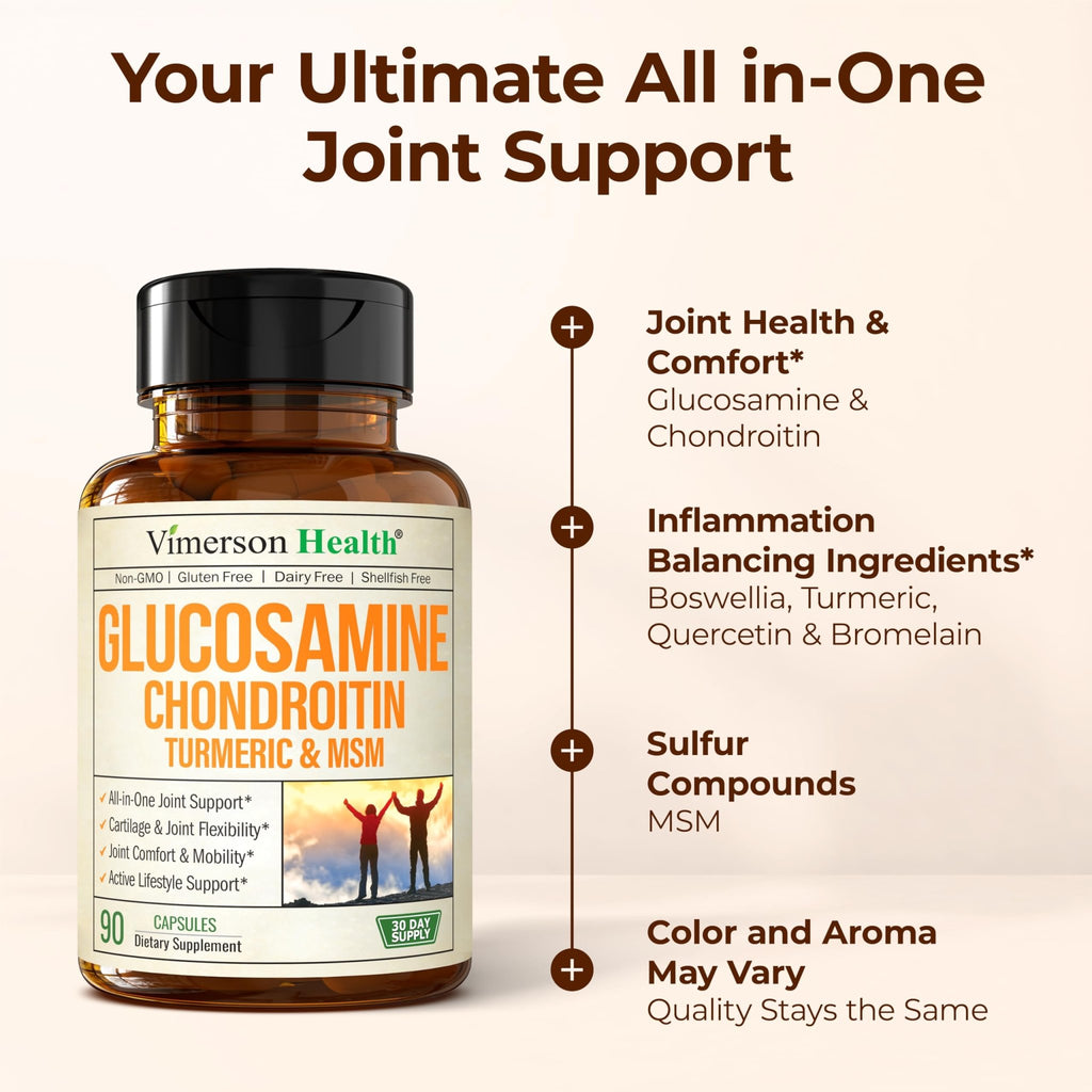Glucosamine Chondroitin MSM – Joint Support Supplement for Women and Men with Glucosamine Sulfate 1500 mg, Chondroitin and MSM – for Cartilage, Joint Health and Flexibility – 90 Capsules - FENGGESTORE20