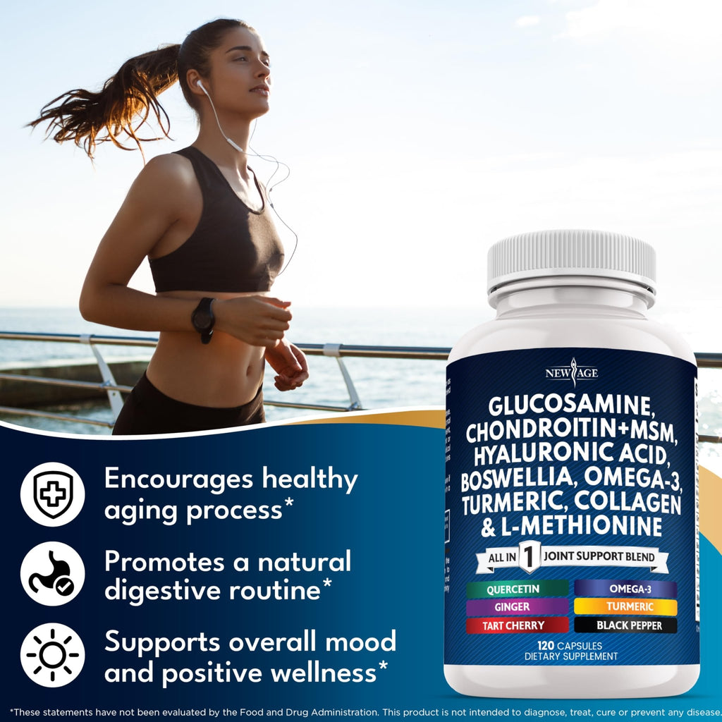 Glucosamine Chondroitin, MSM, Turmeric Curcumin, Collagen, Hyaluronic Acid, Omega 3 – Health Supplement for Men & Women – 240 Count - FENGGESTORE20