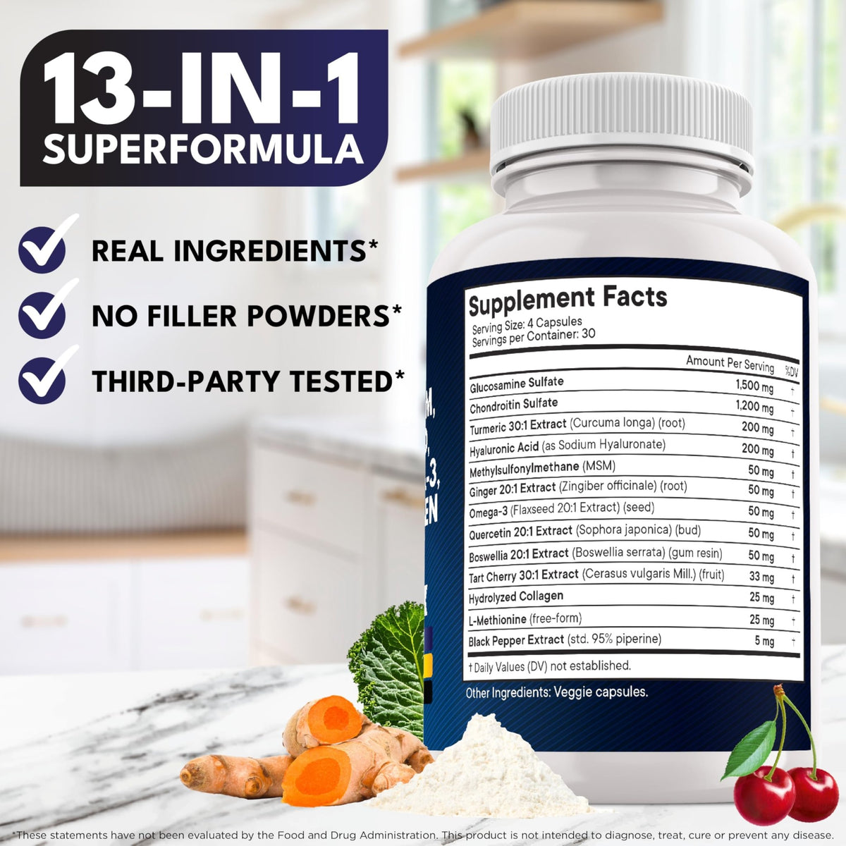 Glucosamine Chondroitin, MSM, Turmeric Curcumin, Collagen, Hyaluronic Acid, Omega 3 – Health Supplement for Men & Women – 240 Count - FENGGESTORE20