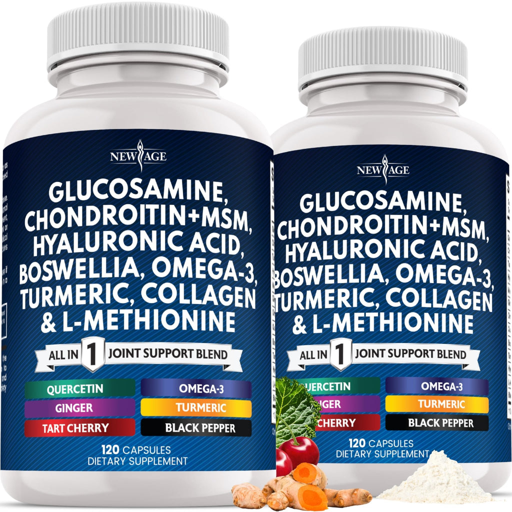 Glucosamine Chondroitin, MSM, Turmeric Curcumin, Collagen, Hyaluronic Acid, Omega 3 – Health Supplement for Men & Women – 240 Count - FENGGESTORE20