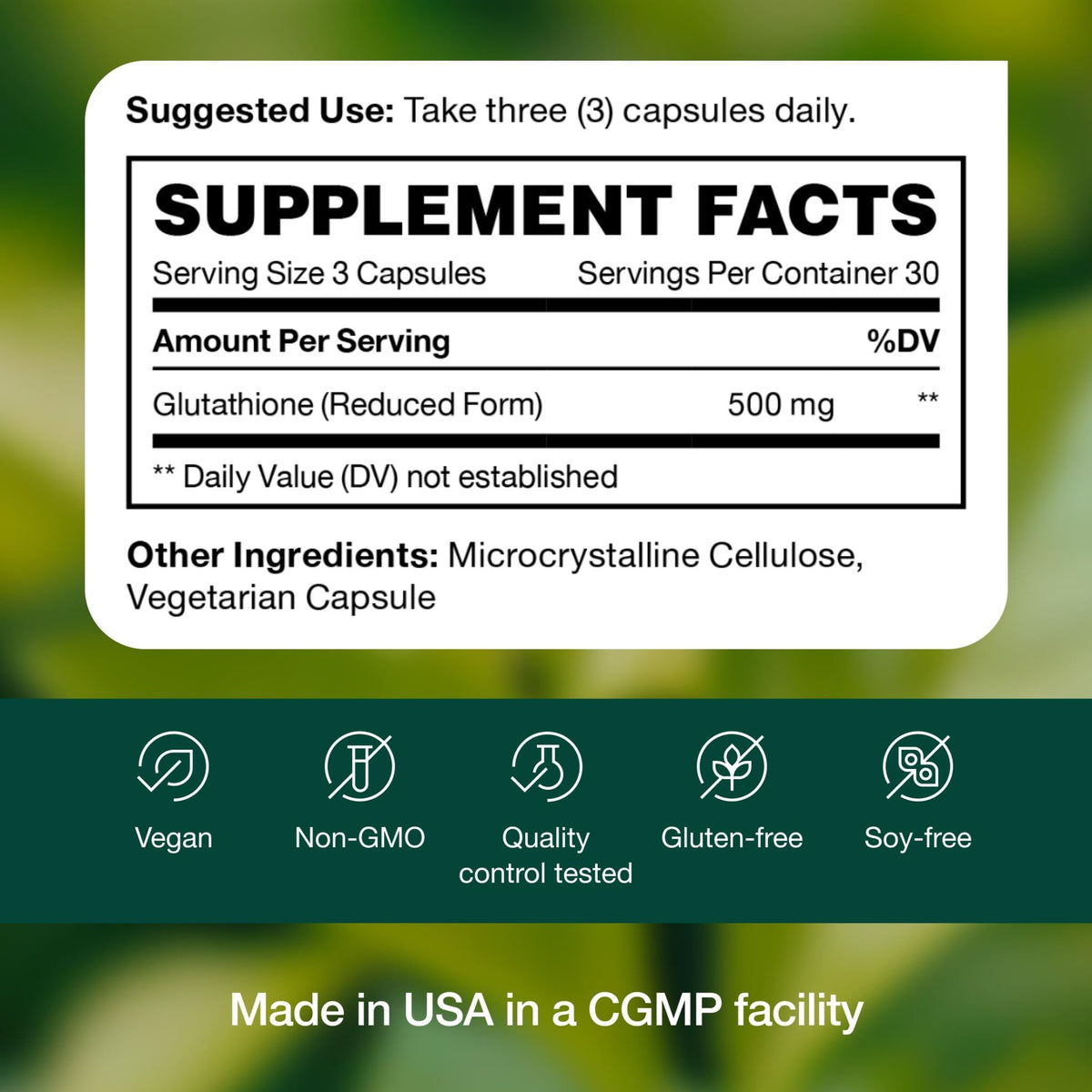 Glutathione Supplement Capsule - Strongest DNA Verified Glutathione Reduced - Vegan Friendly, Non GMO, Gluten & Soy Free - FENGGESTORE20