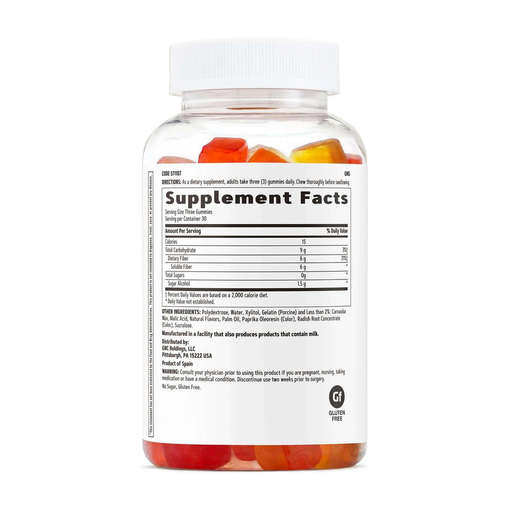 GNC Fiber 6g Gummy | Supports Healthy Digestion & Regularity | Mixed Fruit | 90 Count - FENGGESTORE20