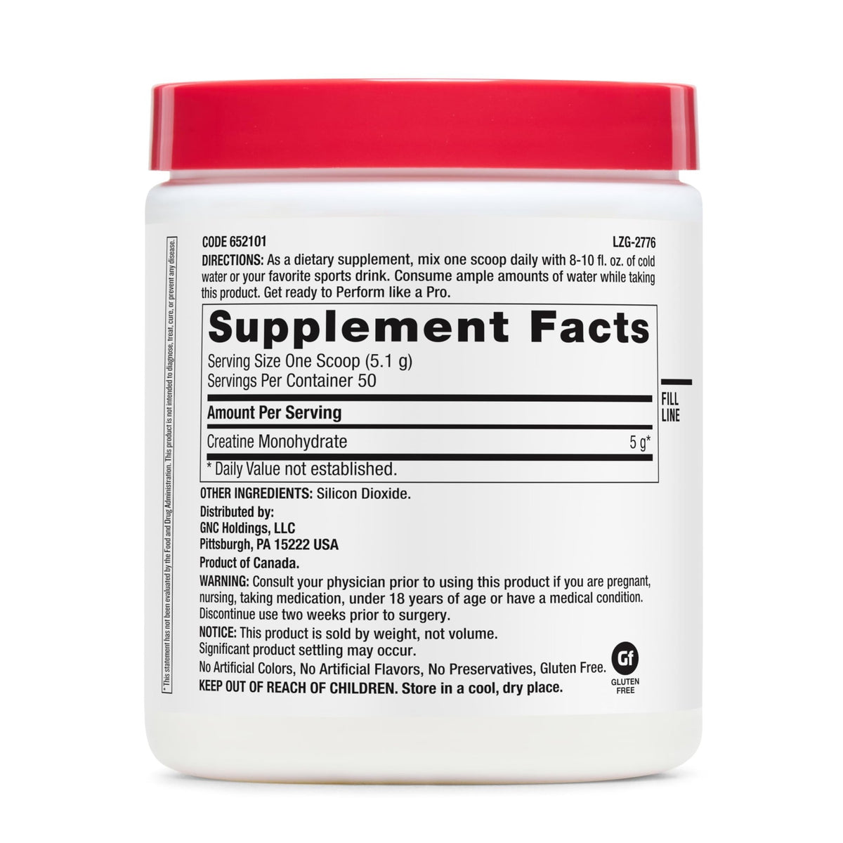 GNC Pro Performance Creatine Monohydrate Powder for Women & Men, 5g Creatine Per Serving, Muscle Building, Energy Production, Endurance, Performance, 50 Servings - FENGGESTORE20