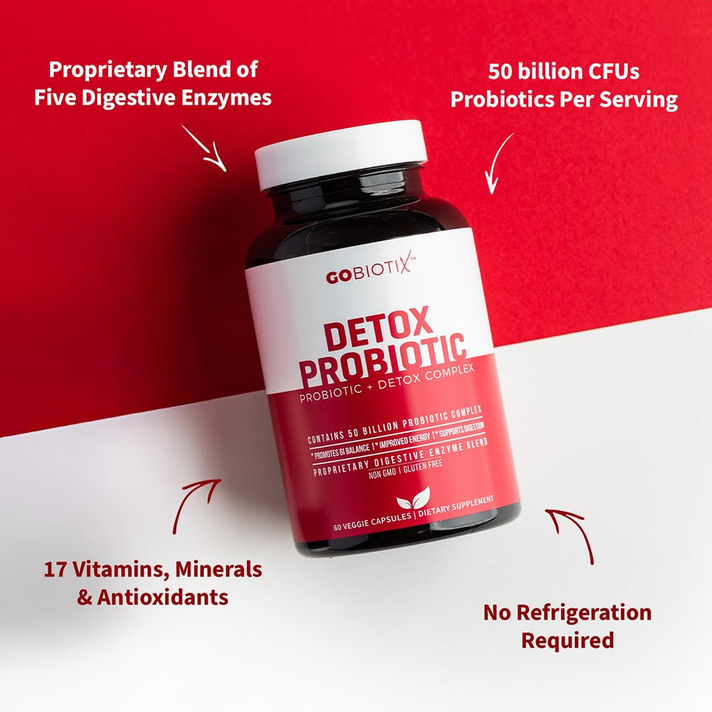 GOBIOTIX Detox Probiotic Supplement for Digestive Health - Milk Thistle, Turmeric, and Dandelion Root, Enzymes for Gut Health - FENGGESTORE20