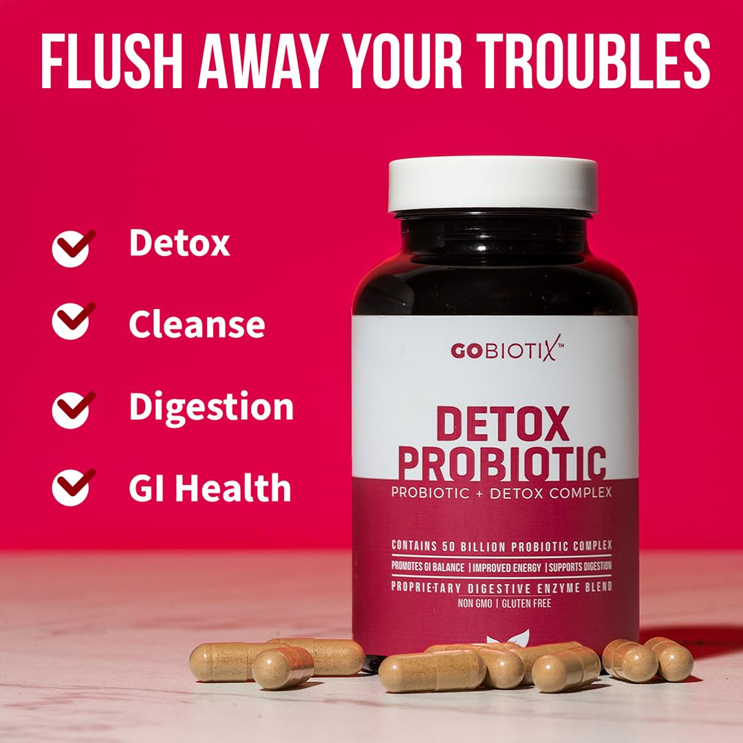 GOBIOTIX Detox Probiotic Supplement for Digestive Health - Milk Thistle, Turmeric, and Dandelion Root, Enzymes for Gut Health - FENGGESTORE20
