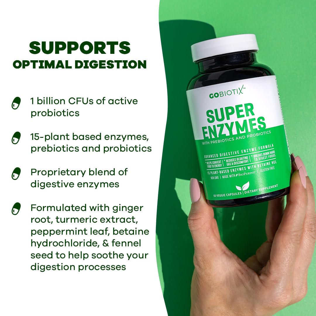 GOBIOTIX Digestive Enzymes Supplement with Prebiotics and Probiotics for Women and Men - Gut Health, Gluten Digestion, Lactose Absorption - FENGGESTORE20