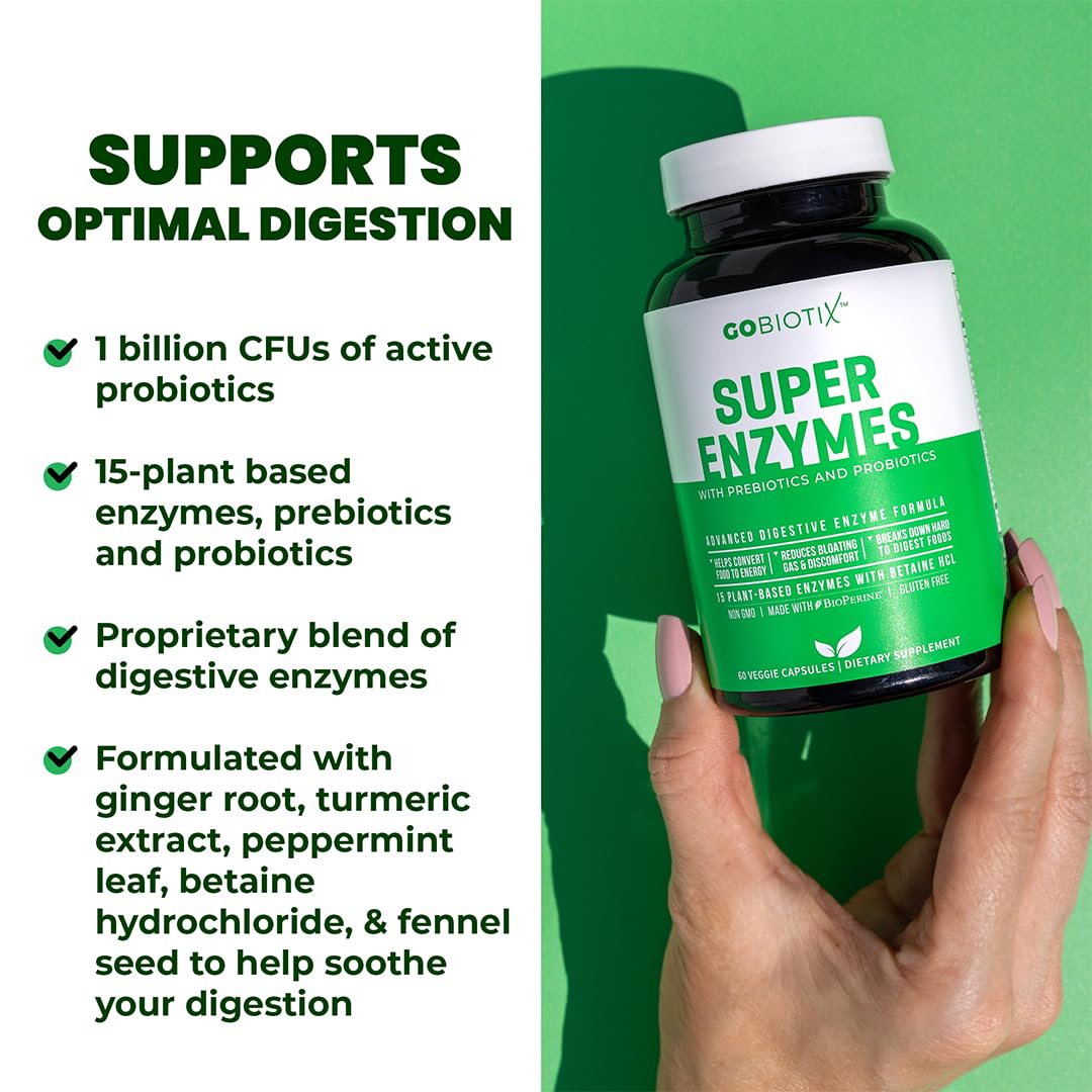 GoBiotix Digestive Enzymes Supplement with Prebiotics and Probiotics for Women and Men - Gut Health, Gluten Digestion, Lactose Absorption - FENGGESTORE20