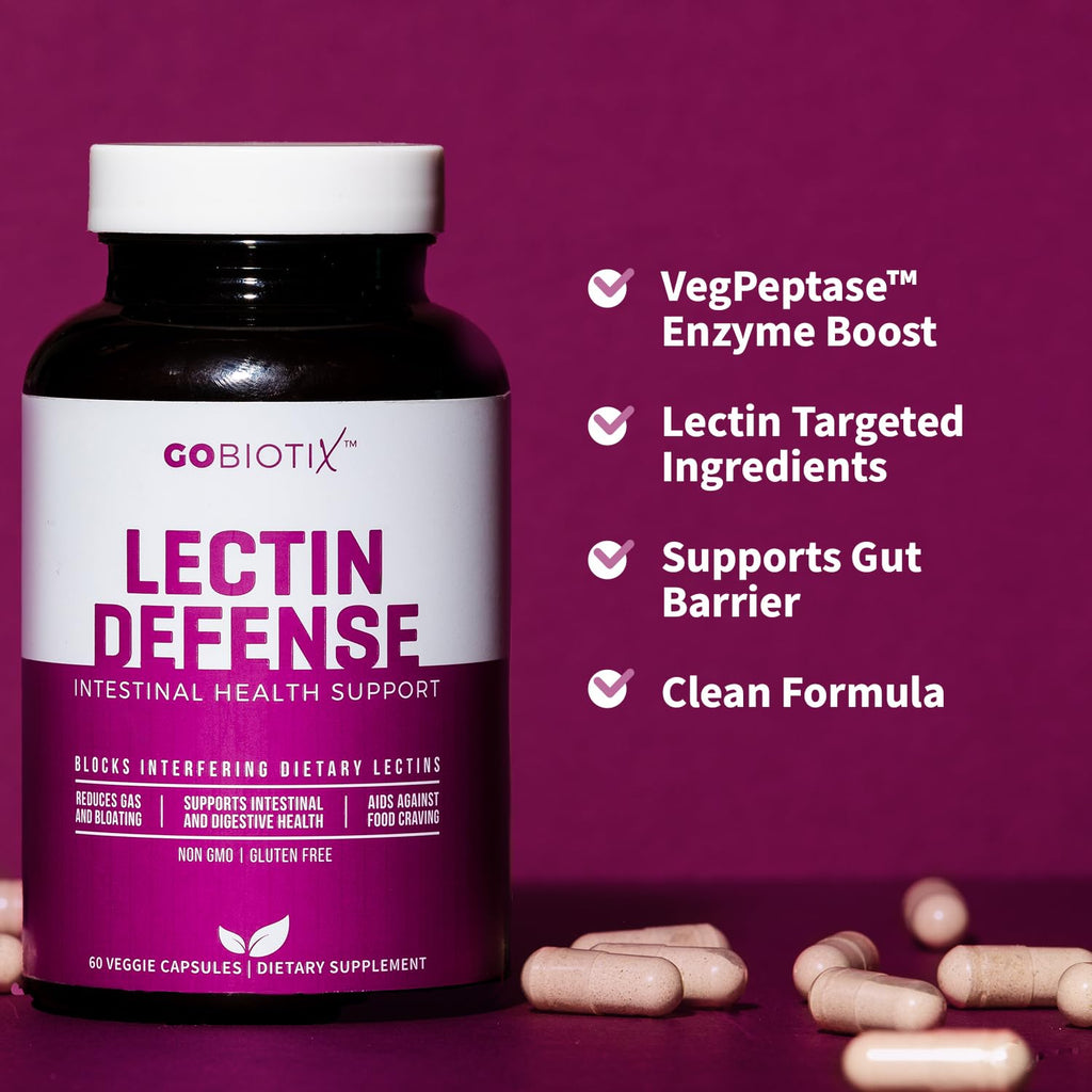 GOBIOTIX Lectin Defense - Lectin Blocker Supplement for Leaky Gut with MSM and Digestive Enzymes - Aids in Intestinal Health for Women and Men - Non-GMO - FENGGESTORE20