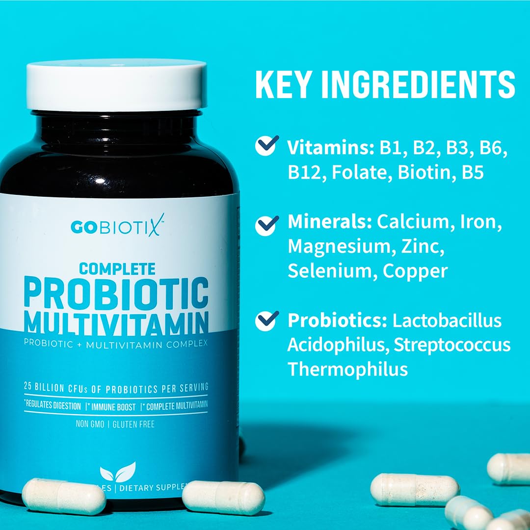 GOBIOTIX Multivitamin with Probiotics and Digestive Enzymes - 25 Billion CFU - Digestive Health, Probiotics - FENGGESTORE20