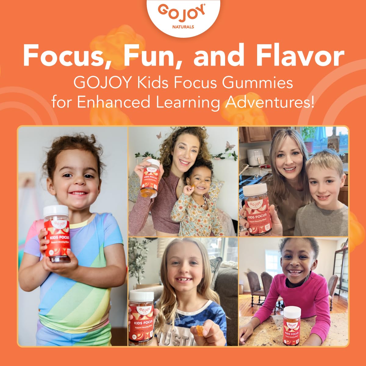 GOJOY NATURALS Kids Focus Gummies – Saffron, Magnesium Glycinate, L-Theanine & Inositol Supplement for Kids & Teens – Focus - FENGGESTORE20