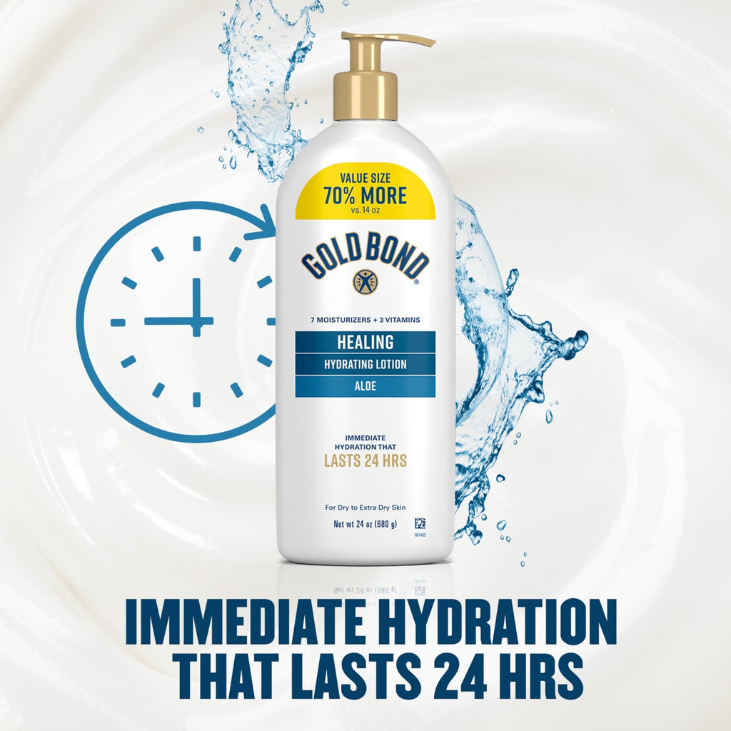 Gold Bond Healing Hydrating Lotion With Aloe Moisturizes, Heals & Smooths Dry Skin, Delivers Immediate 24-Hour Hydration, Value Size, 24 oz. - FENGGESTORE20