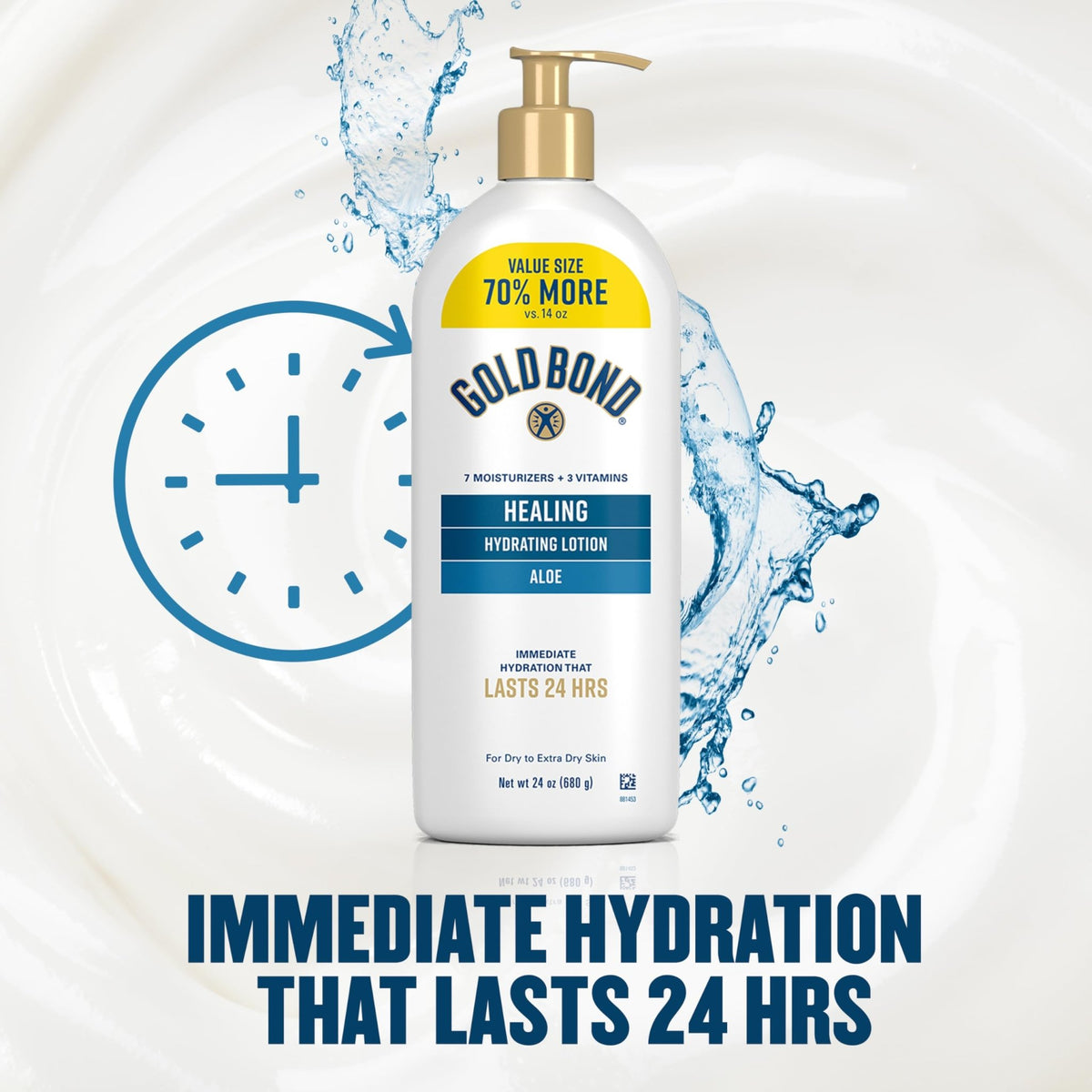 Gold Bond Healing Hydrating Lotion With Aloe Moisturizes, Heals & Smooths Dry Skin, Delivers Immediate 24-Hour Hydration, Value Size, 24 oz. - FENGGESTORE20