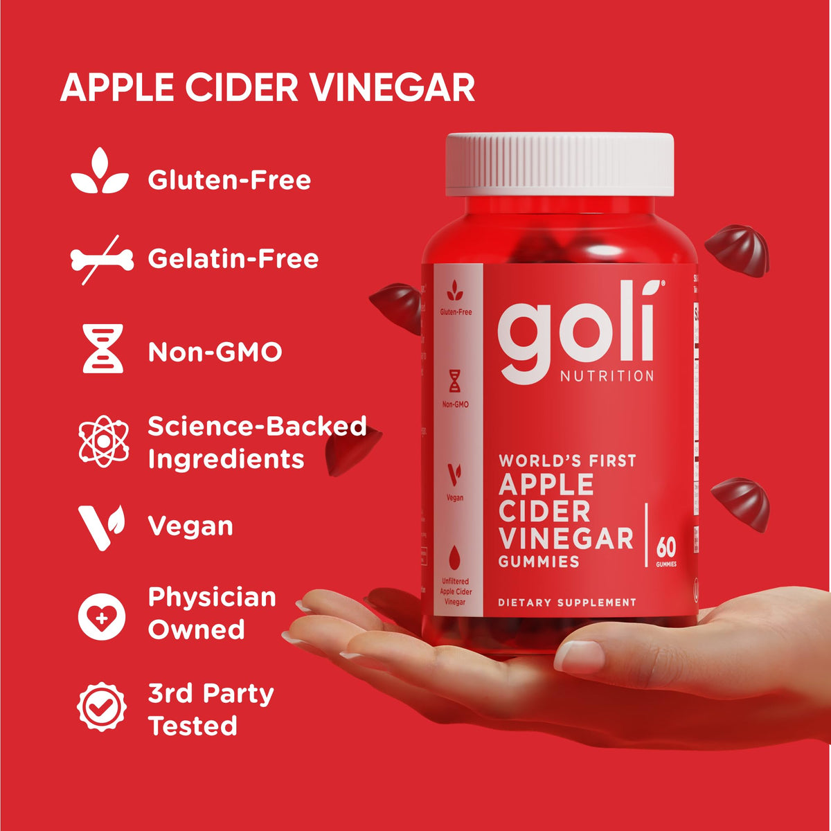 Goli Apple Cider Vinegar Gummies - Worlds First ACV Gummy with Vitamin B12, Beetroot & Pomegranate - FENGGESTORE20