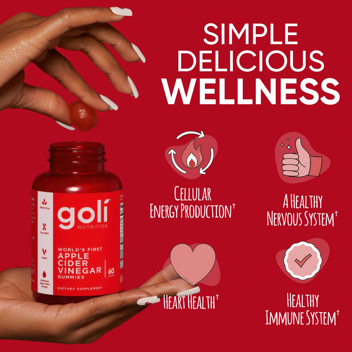 Goli Apple Cider Vinegar Gummies - Worlds First ACV Gummy with Vitamin B12, Beetroot & Pomegranate - FENGGESTORE20