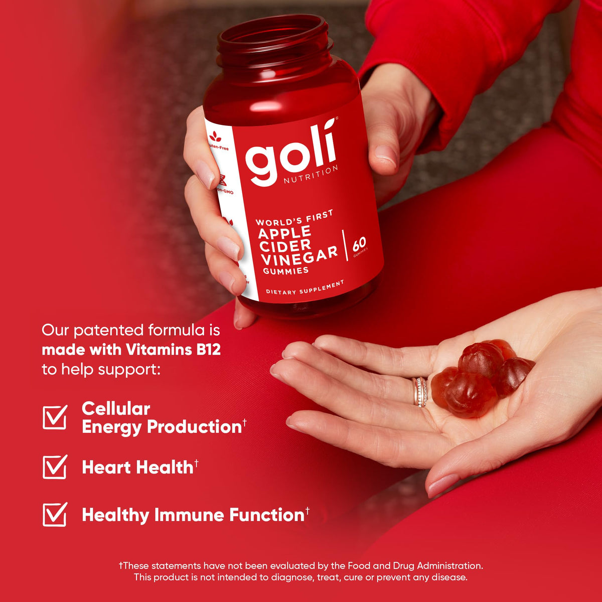 Goli Apple Cider Vinegar Gummies - Worlds First ACV Gummy with Vitamin B12, Beetroot & Pomegranate - FENGGESTORE20