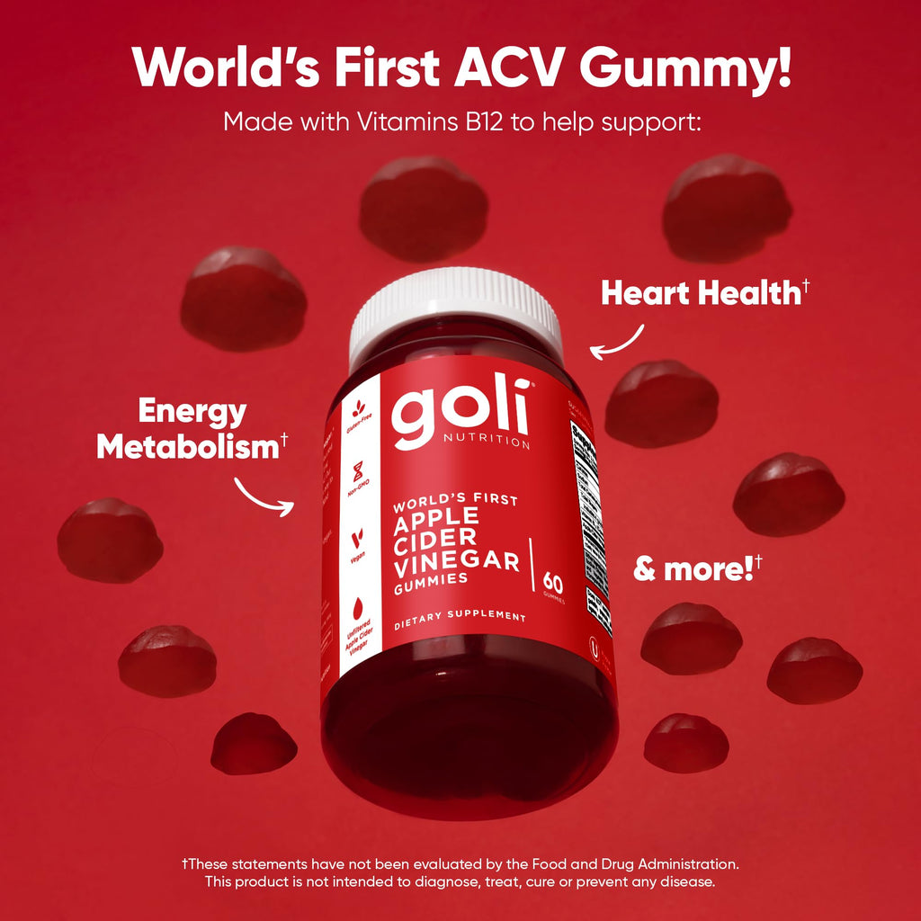Goli Apple Cider Vinegar Gummies - Worlds First ACV Gummy with Vitamin B12, Beetroot & Pomegranate - FENGGESTORE20