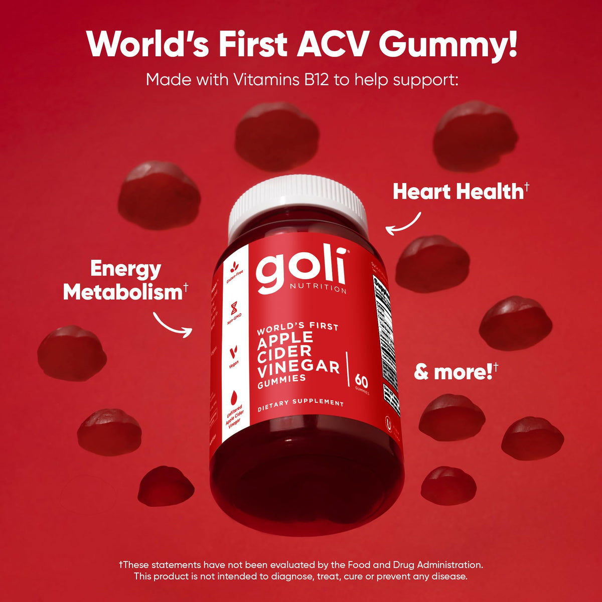Goli Apple Cider Vinegar Gummies - Worlds First ACV Gummy with Vitamin B12, Beetroot & Pomegranate - FENGGESTORE20