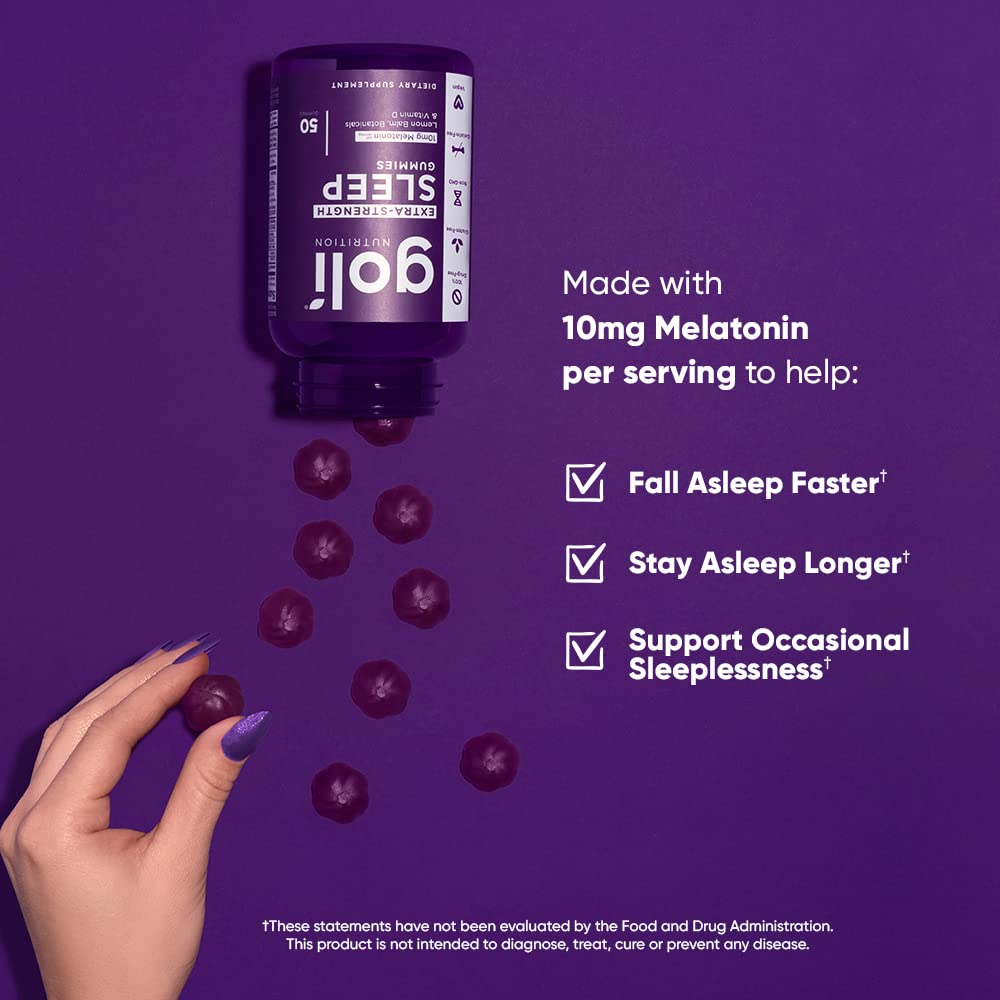 Goli Nutritional Supplement, Extra Strength Sleep Gummy 10mg Melatonin - 1 Pack 50 Count - Gluten-Free, Vegan, Non-GMO, and Gelatin-Free - FENGGESTORE20