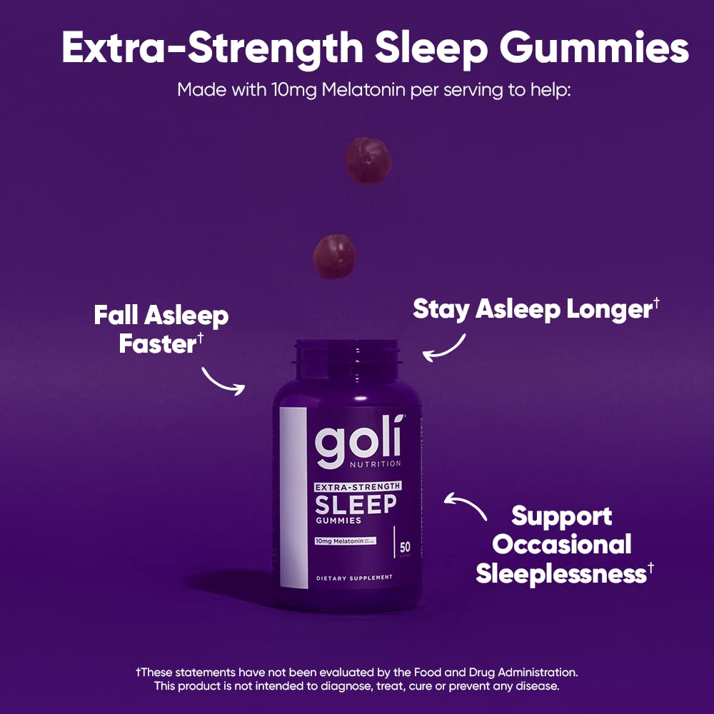 Goli Nutritional Supplement, Extra Strength Sleep Gummy 10mg Melatonin - 1 Pack 50 Count - Gluten-Free, Vegan, Non-GMO, and Gelatin-Free - FENGGESTORE20