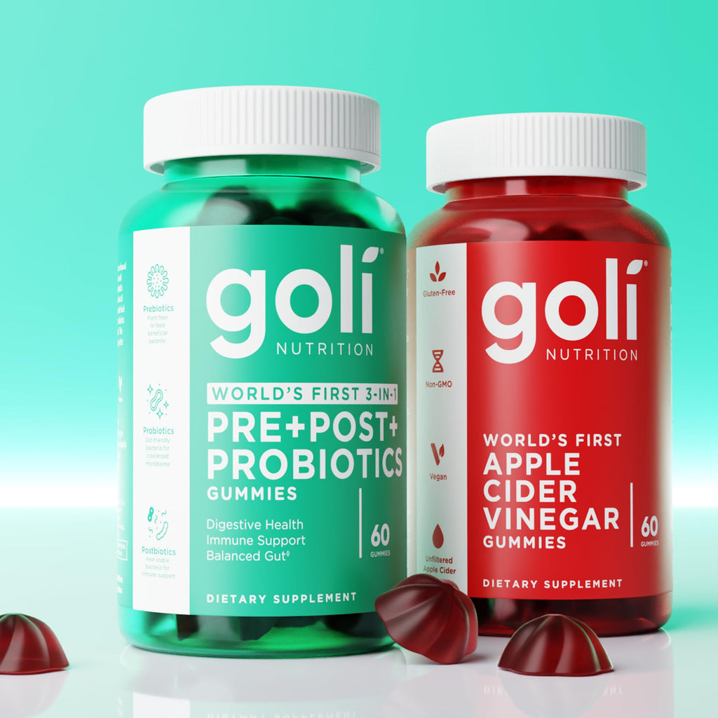 Goli Pre Pro Postbiotic Gummies - Worlds First 3-in-1 Formula with DE111 Probiotics, XOS Prebiotics, MCC1849 Postbiotics - Vegan, Non-GMO, - FENGGESTORE20