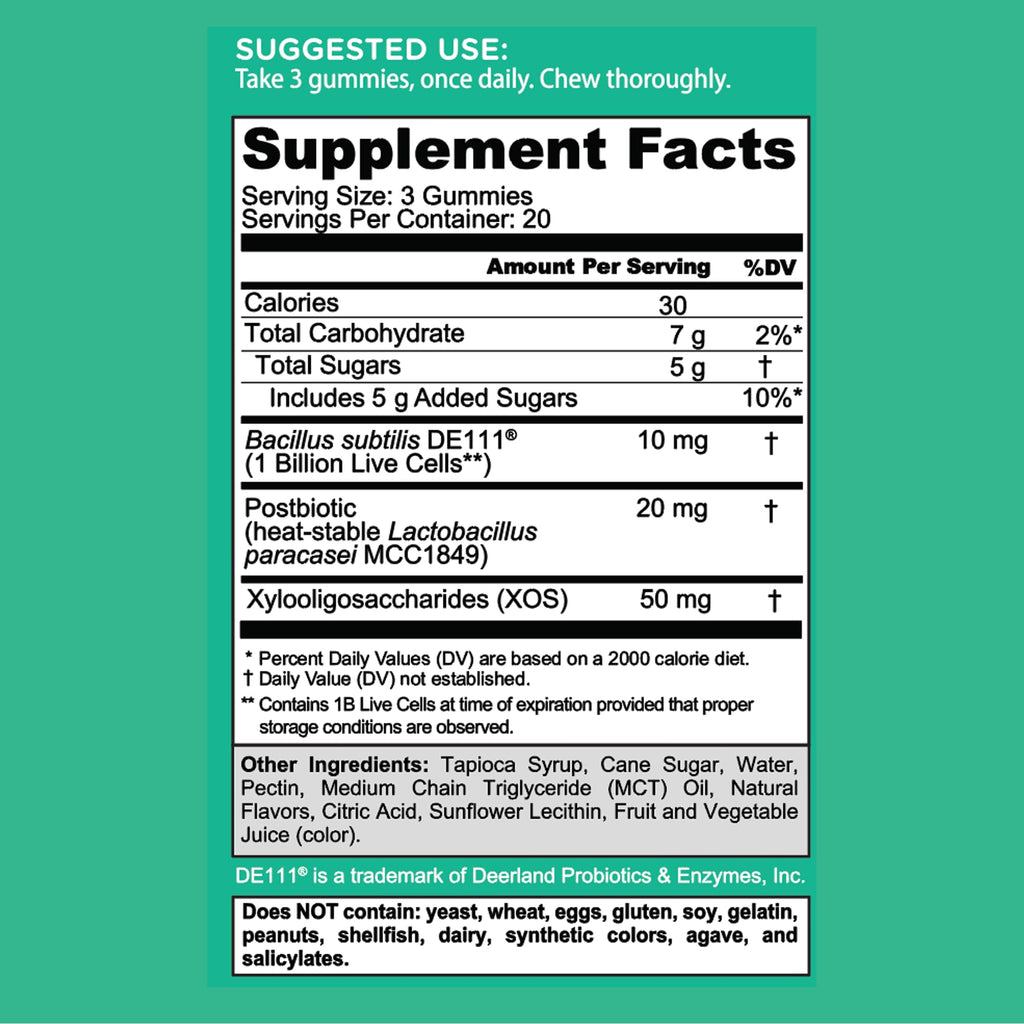 Goli Pre Pro Postbiotic Gummies - Worlds First 3-in-1 Formula with DE111 Probiotics, XOS Prebiotics, MCC1849 Postbiotics - Vegan, Non-GMO, Gluten-Free - FENGGESTORE20
