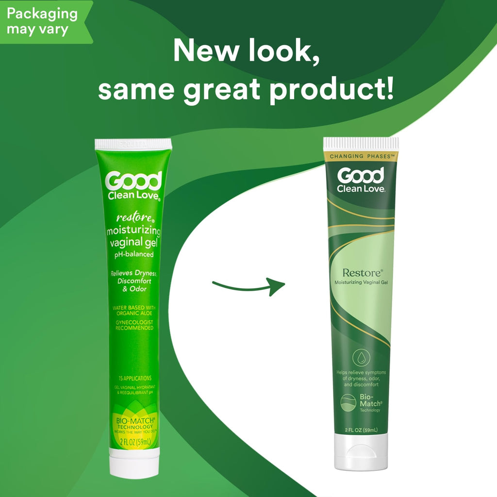 Good Clean Love Restore Moisturizing Vaginal Gel, pH-Balanced Vaginal Moisturizer, Water-Based Feminine Care with Aloe Vera & Lactic Acid, Reduces Dryness, Discomfort & Odor for Women, 2 Oz (2-Pack) - FENGGESTORE20