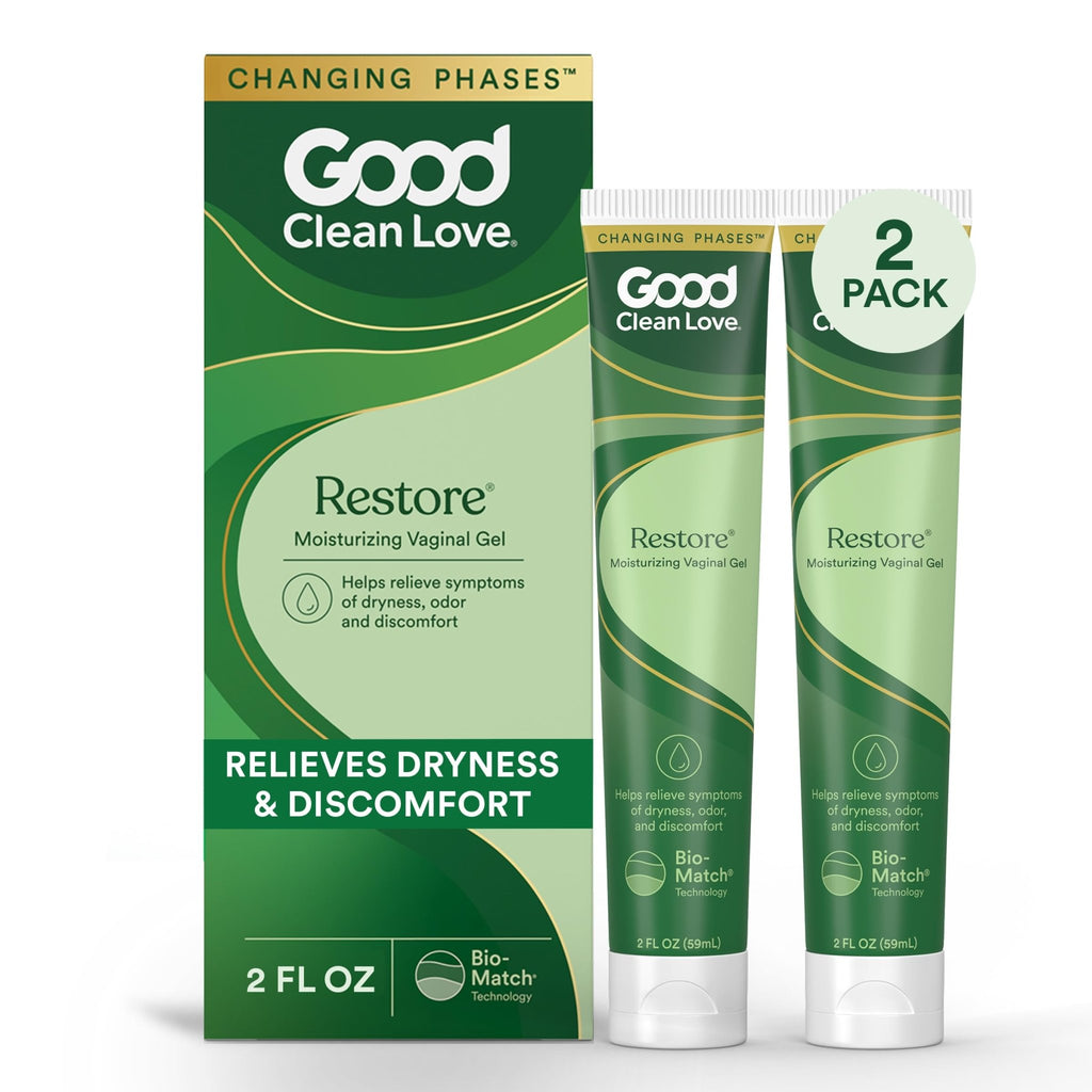 Good Clean Love Restore Moisturizing Vaginal Gel, pH-Balanced Vaginal Moisturizer, Water-Based Feminine Care with Aloe Vera & Lactic Acid, Reduces Dryness, Discomfort & Odor for Women, 2 Oz (2-Pack) - FENGGESTORE20