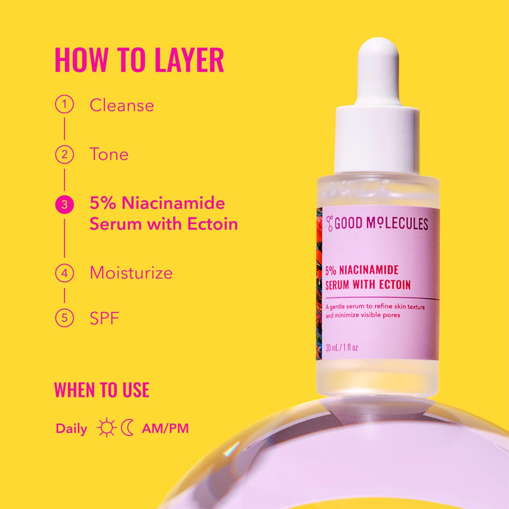 Good Molecules 5% Niacinamide Serum with Ectoin - Ultra Hydrating Serum to Target Enlarged Pores and Blemishes - FENGGESTORE20