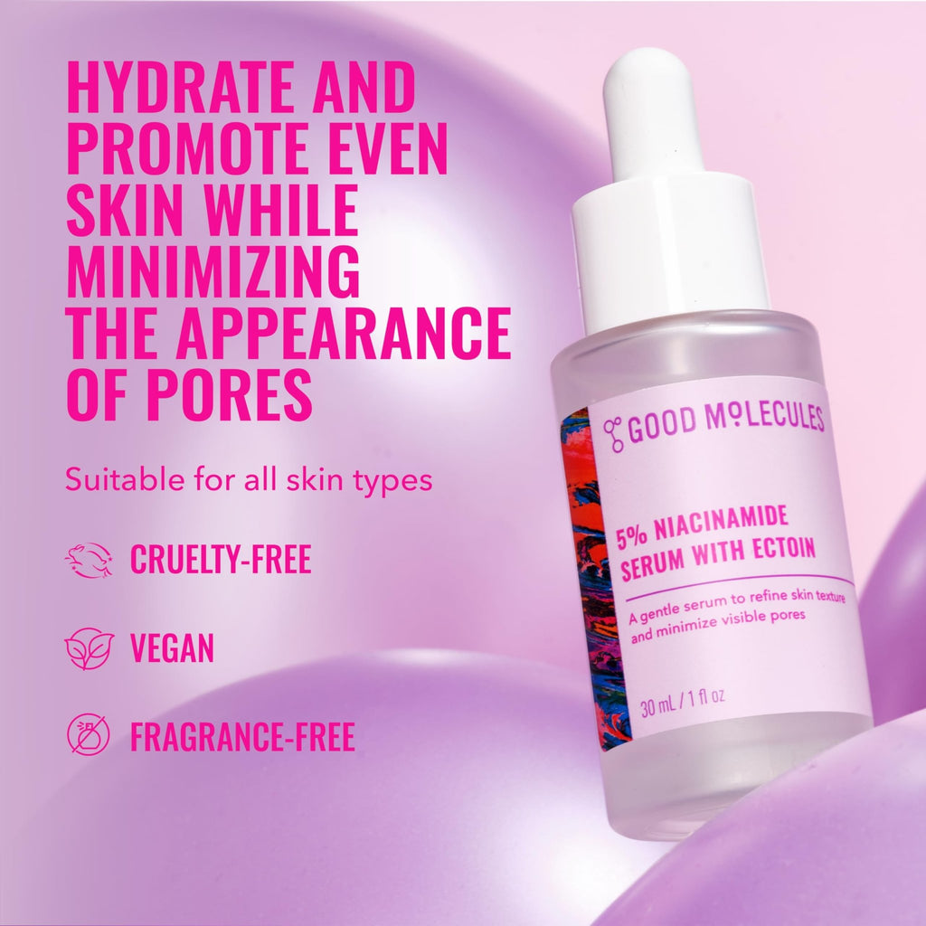 Good Molecules 5% Niacinamide Serum with Ectoin - Ultra Hydrating Serum to Target Enlarged Pores and Blemishes - FENGGESTORE20