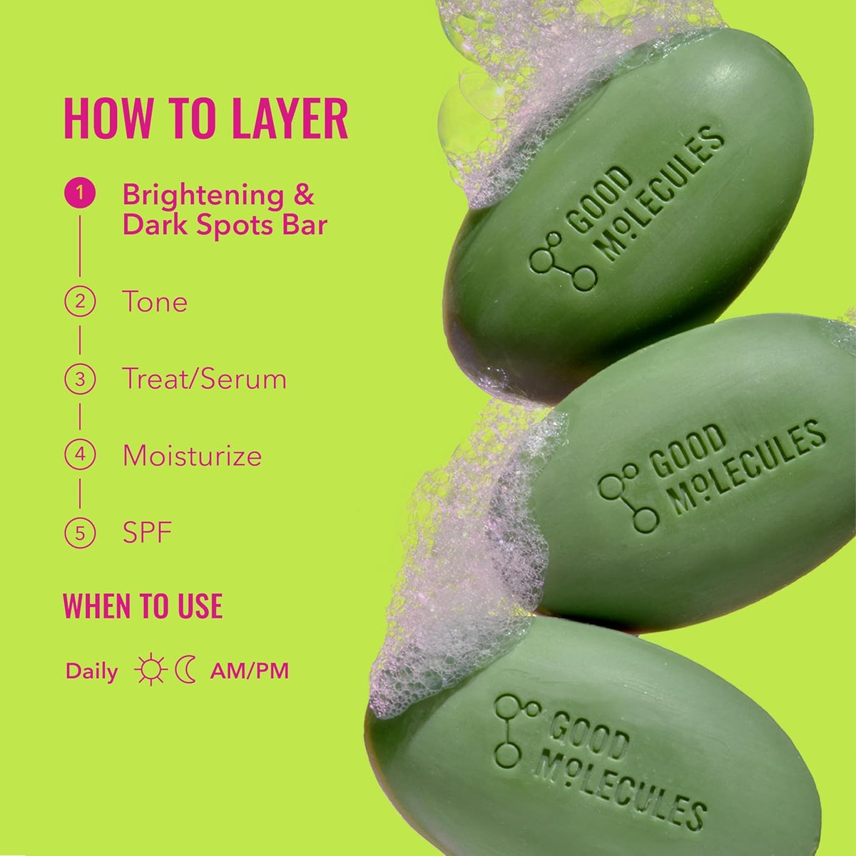 Good Molecules Brightening & Dark Spots Bar - Soap Free Face and Body Bar - Tranexamic, Kojic Acids and Niacinamide to Target Dark Spots - Skin Care - FENGGESTORE20