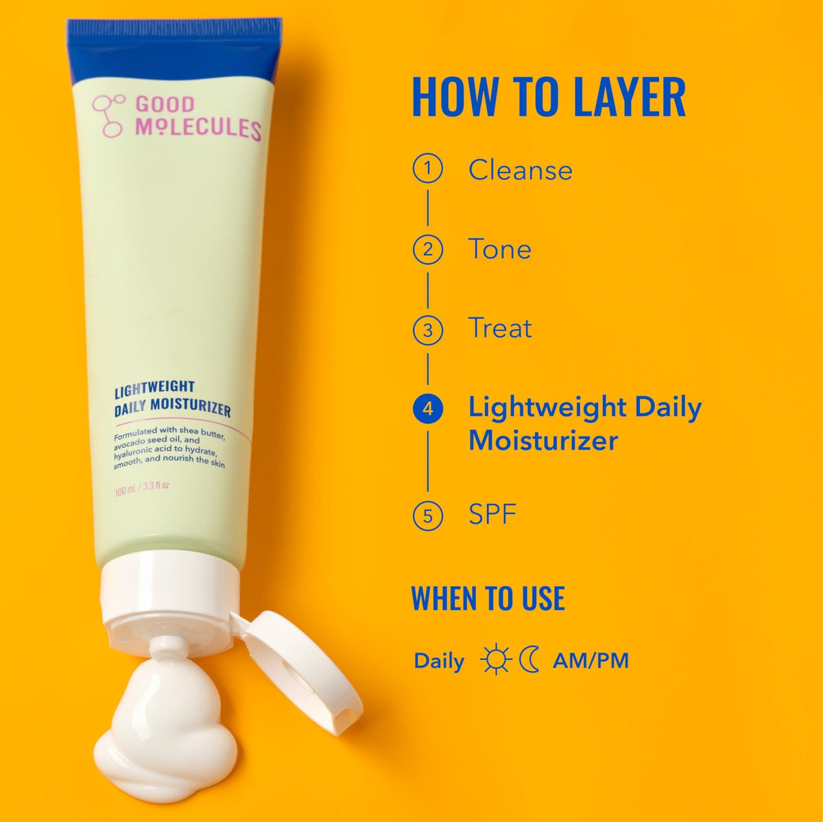 Good Molecules Lightweight Daily Moisturizer Face Cream – 100 ml / 3.38 fl oz - Non-Greasy Facial Moisturizer - FENGGESTORE20