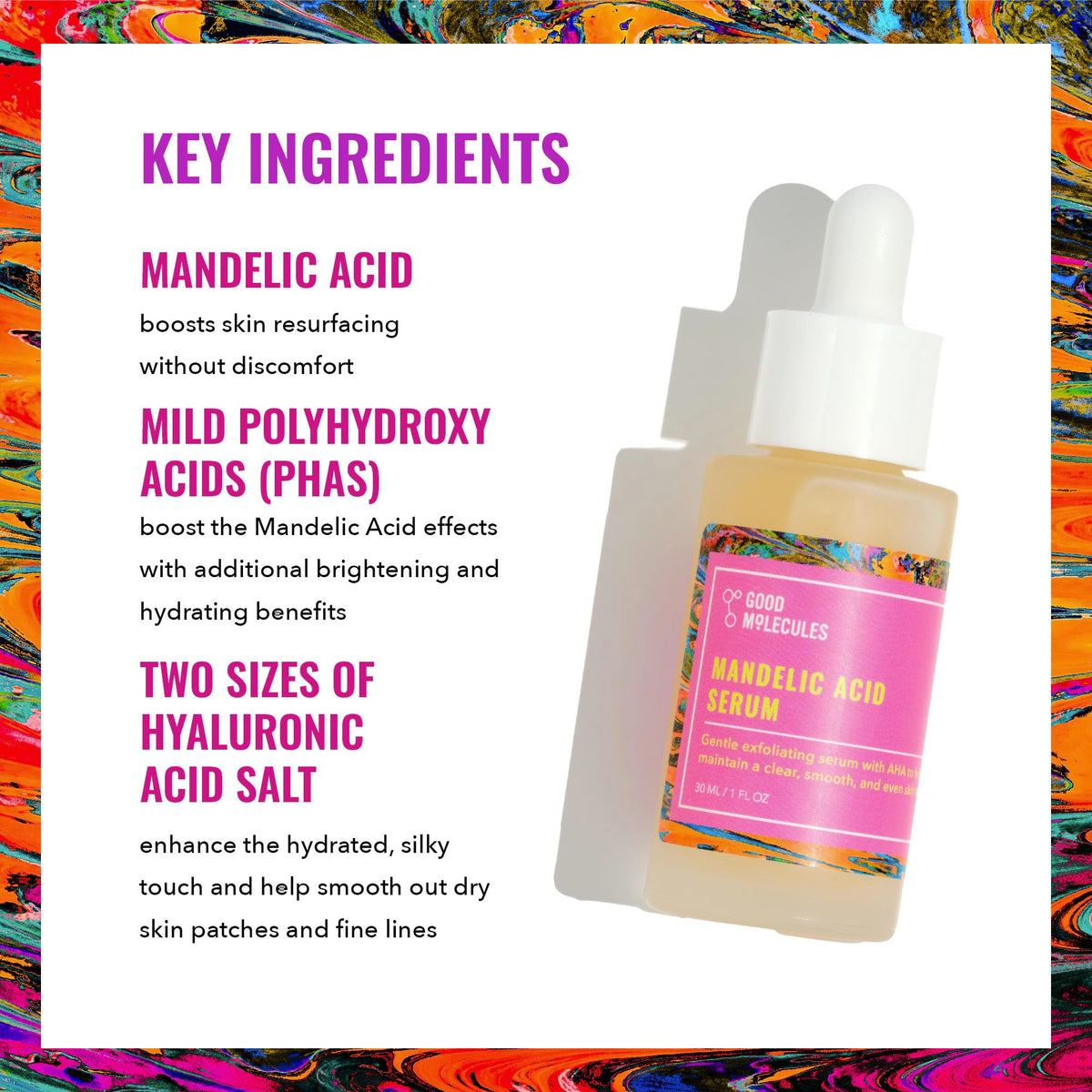 Good Molecules Mandelic Acid Serum - Gentle Face Exfoliator Serum with Ultra Hydrating Hyaluronic Acid - FENGGESTORE20
