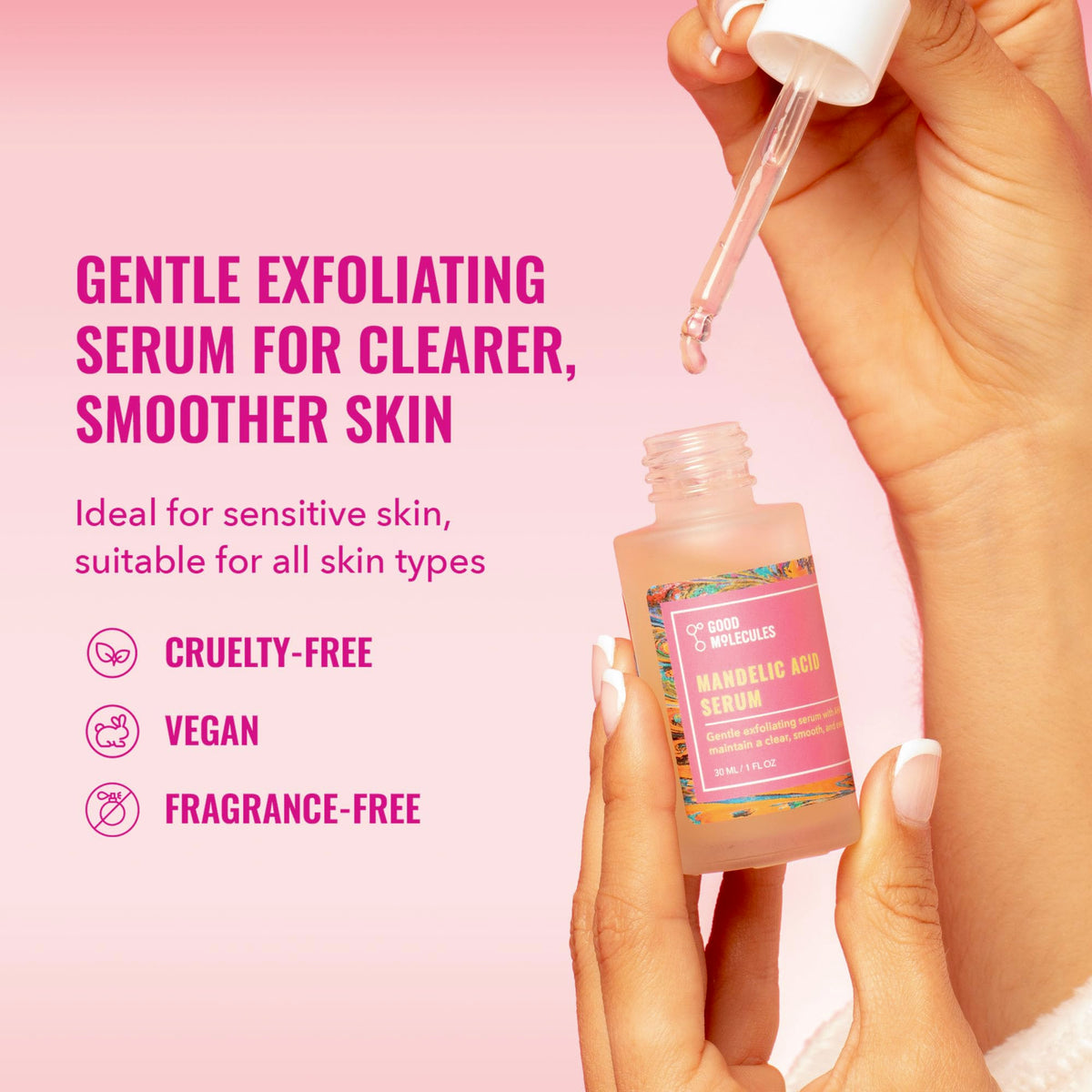 Good Molecules Mandelic Acid Serum - Gentle Face Exfoliator Serum with Ultra Hydrating Hyaluronic Acid - FENGGESTORE20