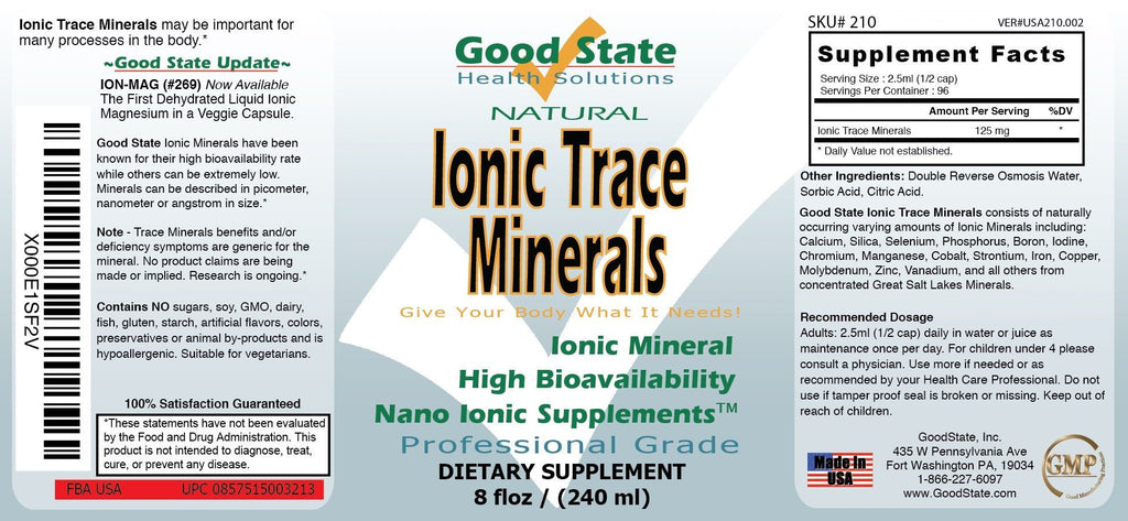 Good State Liquid Ionic Trace Minerals (96 servings at 125 mg - 8 fl oz) - FENGGESTORE20